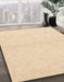 Abstract Khaki Gold Solid Rug in Family Room, abs3139