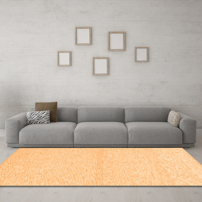 Machine Washable Solid Orange Modern Area Rugs in a Living Room, wshabs3139org