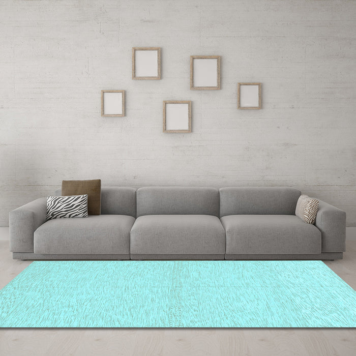 Machine Washable Solid Light Blue Modern Rug in a Living Room, wshabs3139lblu