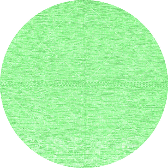 Round Machine Washable Solid Emerald Green Modern Area Rugs, wshabs3139emgrn