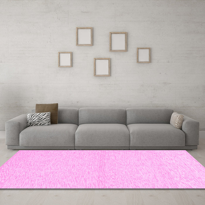 Machine Washable Solid Pink Modern Rug in a Living Room, wshabs3139pnk