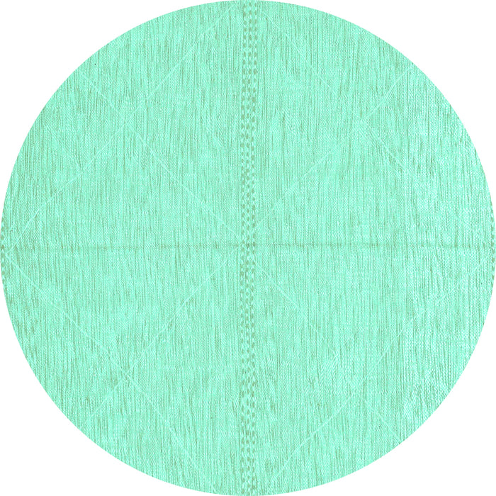 Round Machine Washable Solid Turquoise Modern Area Rugs, wshabs3139turq