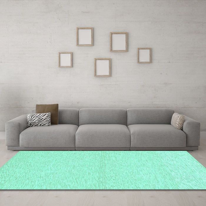 Machine Washable Solid Turquoise Modern Area Rugs in a Living Room,, wshabs3139turq