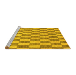Sideview of Machine Washable Abstract Yellow Modern Rug, wshabs313yw