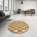 Round Machine Washable Abstract Orange Rug in a Office, wshabs313