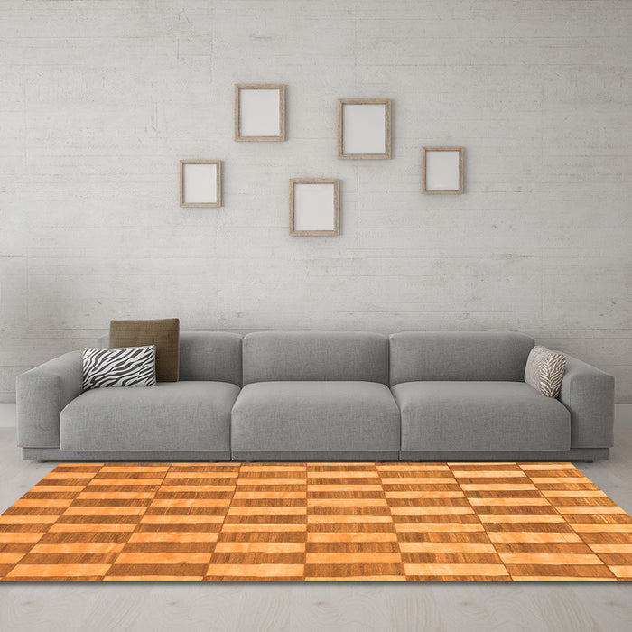 Machine Washable Abstract Orange Modern Area Rugs in a Living Room, wshabs313org