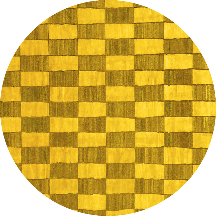 Round Abstract Yellow Modern Rug, abs313yw