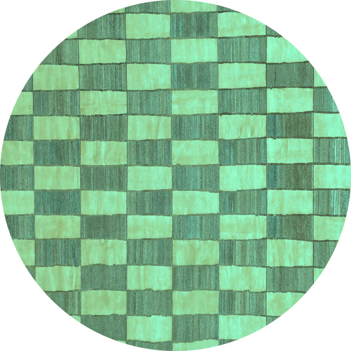 Round Machine Washable Abstract Turquoise Modern Area Rugs, wshabs313turq