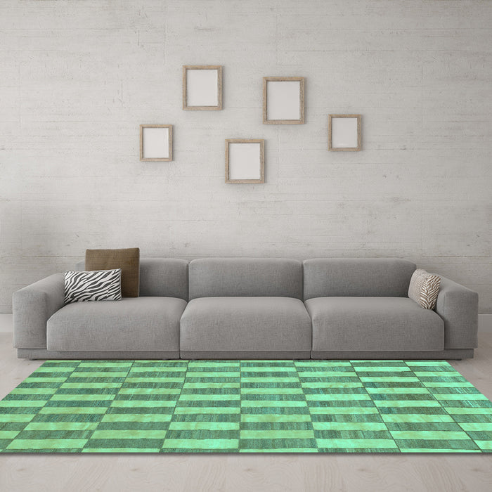 Machine Washable Abstract Turquoise Modern Area Rugs in a Living Room,, wshabs313turq