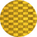 Round Machine Washable Abstract Yellow Modern Rug, wshabs313yw