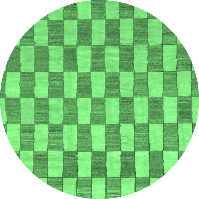 Round Machine Washable Abstract Emerald Green Modern Area Rugs, wshabs313emgrn