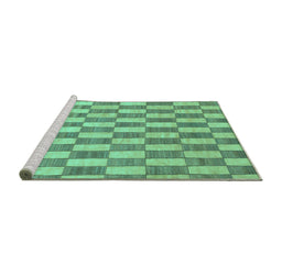 Sideview of Machine Washable Abstract Turquoise Modern Area Rugs, wshabs313turq