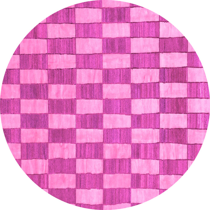Round Machine Washable Abstract Pink Modern Rug, wshabs313pnk