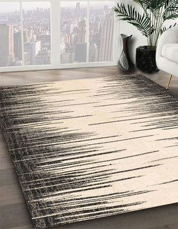 Abstract Coffee Brown Modern Rug in Family Room, abs3140