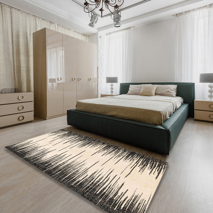 Machine Washable Abstract Coffee Brown Rug in a Bedroom, wshabs3140