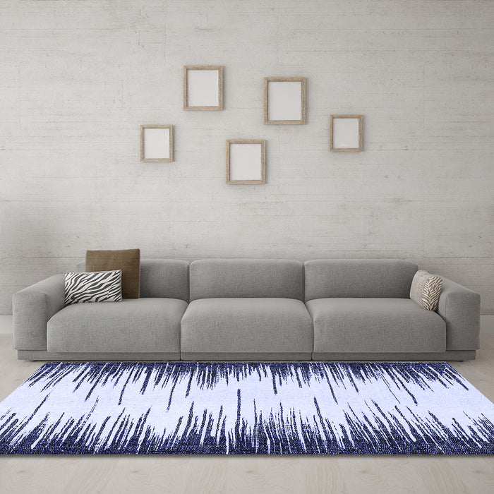 Machine Washable Abstract Blue Modern Rug in a Living Room, wshabs3140blu