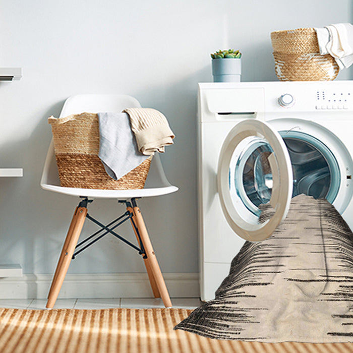 Machine Washable Abstract Coffee Brown Rug in a Washing Machine, wshabs3140