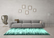 Machine Washable Abstract Turquoise Modern Area Rugs in a Living Room,, wshabs3140turq