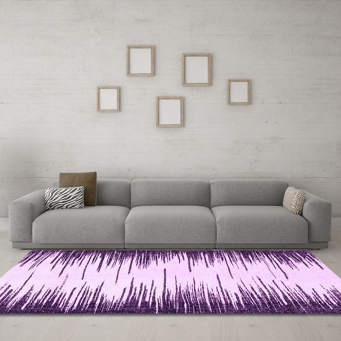Machine Washable Abstract Purple Modern Area Rugs in a Living Room, wshabs3140pur
