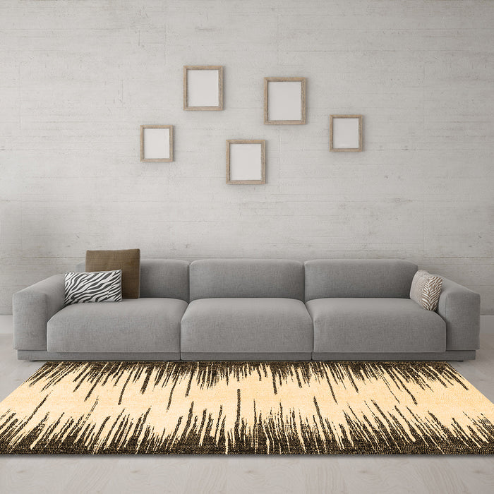 Machine Washable Abstract Brown Modern Rug in a Living Room,, wshabs3140brn