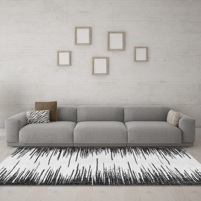 Machine Washable Abstract Gray Modern Rug in a Living Room,, wshabs3140gry