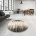 Round Abstract Coffee Brown Modern Rug in a Office, abs3140