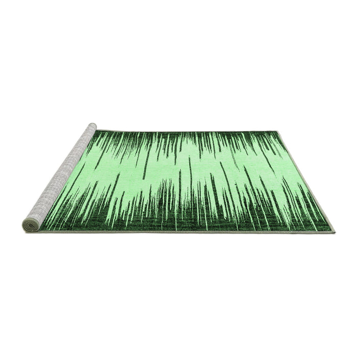 Sideview of Machine Washable Abstract Emerald Green Modern Area Rugs, wshabs3140emgrn