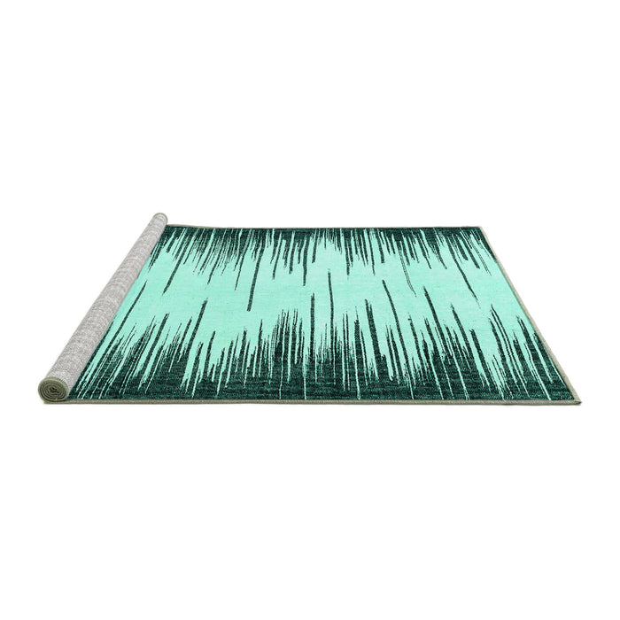 Sideview of Machine Washable Abstract Turquoise Modern Area Rugs, wshabs3140turq