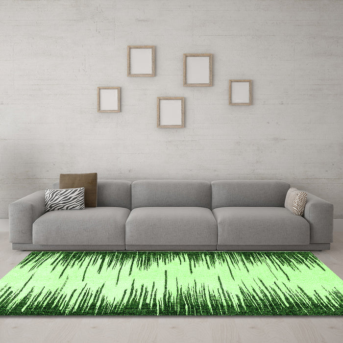 Machine Washable Abstract Green Modern Area Rugs in a Living Room,, wshabs3140grn