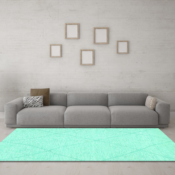 Machine Washable Solid Turquoise Modern Area Rugs in a Living Room,, wshabs3141turq