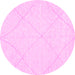 Round Solid Pink Modern Rug, abs3141pnk