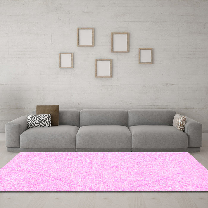 Machine Washable Solid Pink Modern Rug in a Living Room, wshabs3141pnk