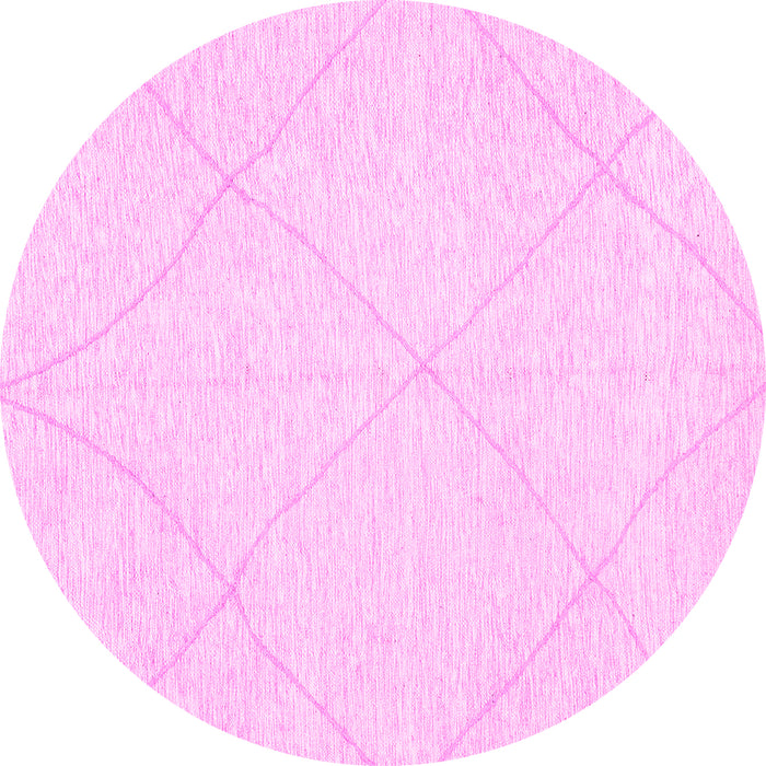 Round Machine Washable Solid Pink Modern Rug, wshabs3141pnk