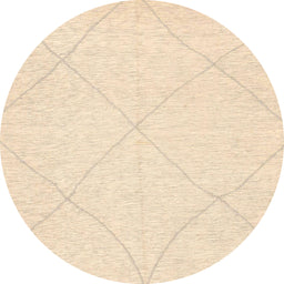 Round Machine Washable Abstract Pastel Orange Rug, wshabs3141