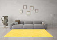 Machine Washable Solid Yellow Modern Rug, wshabs3141yw