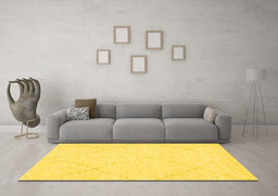 Machine Washable Solid Yellow Modern Rug in a Living Room, wshabs3141yw