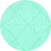 Round Solid Turquoise Modern Rug, abs3141turq