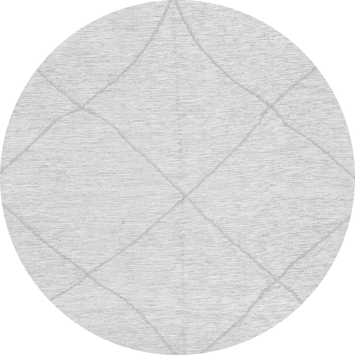Round Machine Washable Solid Gray Modern Rug, wshabs3141gry