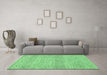 Machine Washable Abstract Emerald Green Modern Area Rugs in a Living Room,, wshabs3142emgrn