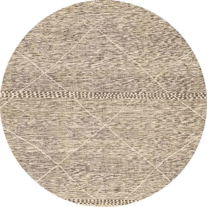 Round Machine Washable Abstract Dark Almond Brown Rug, wshabs3142