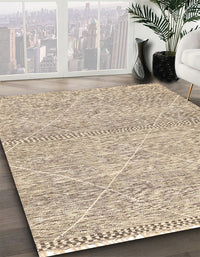 Abstract Dark Almond Brown Modern Rug, abs3142