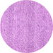 Round Machine Washable Abstract Purple Modern Area Rugs, wshabs3142pur