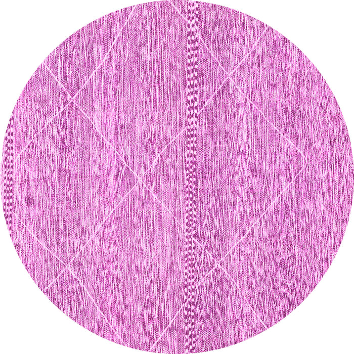 Round Machine Washable Abstract Pink Modern Rug, wshabs3142pnk