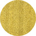 Round Abstract Yellow Modern Rug, abs3142yw