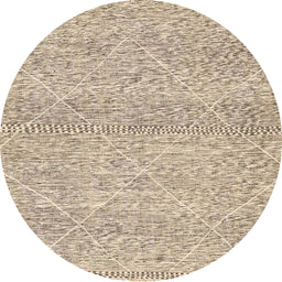 Round Abstract Dark Almond Brown Modern Rug, abs3142