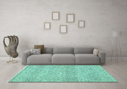 Machine Washable Abstract Turquoise Modern Area Rugs in a Living Room,, wshabs3142turq