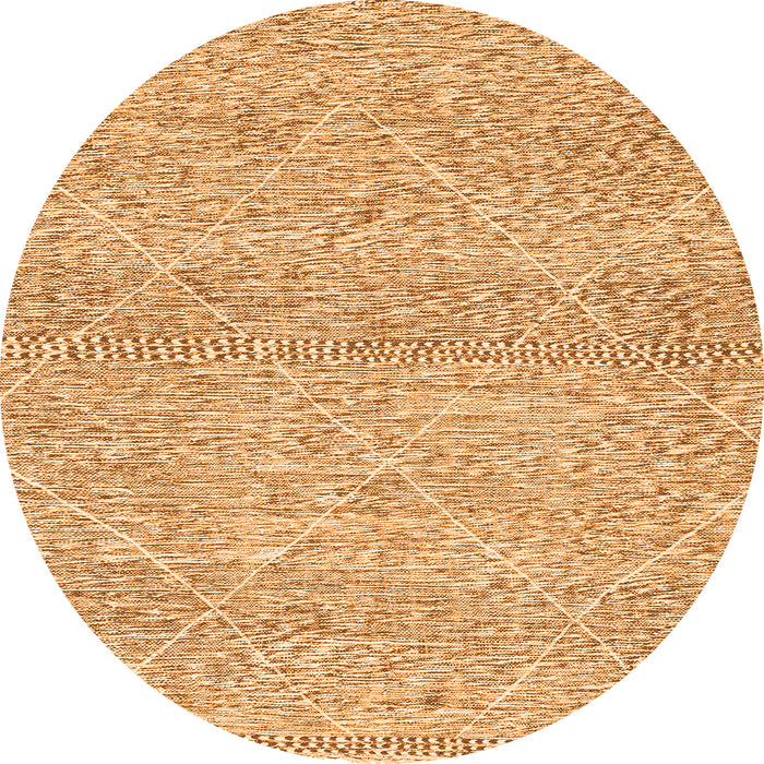 Round Machine Washable Abstract Orange Modern Area Rugs, wshabs3142org