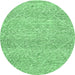 Round Machine Washable Abstract Emerald Green Modern Area Rugs, wshabs3142emgrn