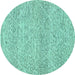 Round Abstract Turquoise Modern Rug, abs3142turq