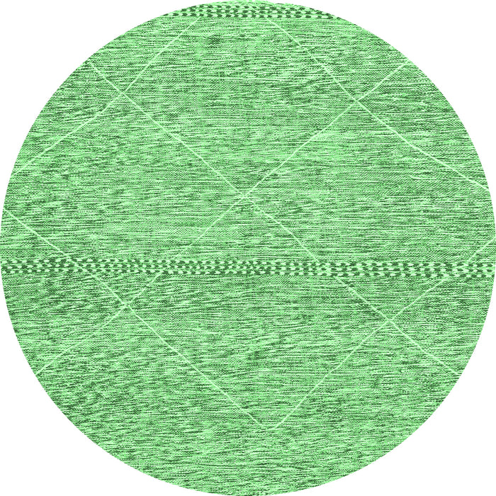 Round Abstract Emerald Green Modern Rug, abs3142emgrn
